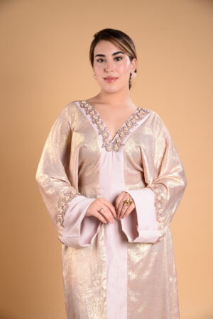 caftan rose pailleté