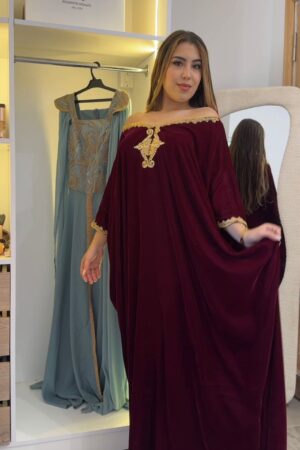 caftan velour off shoulder